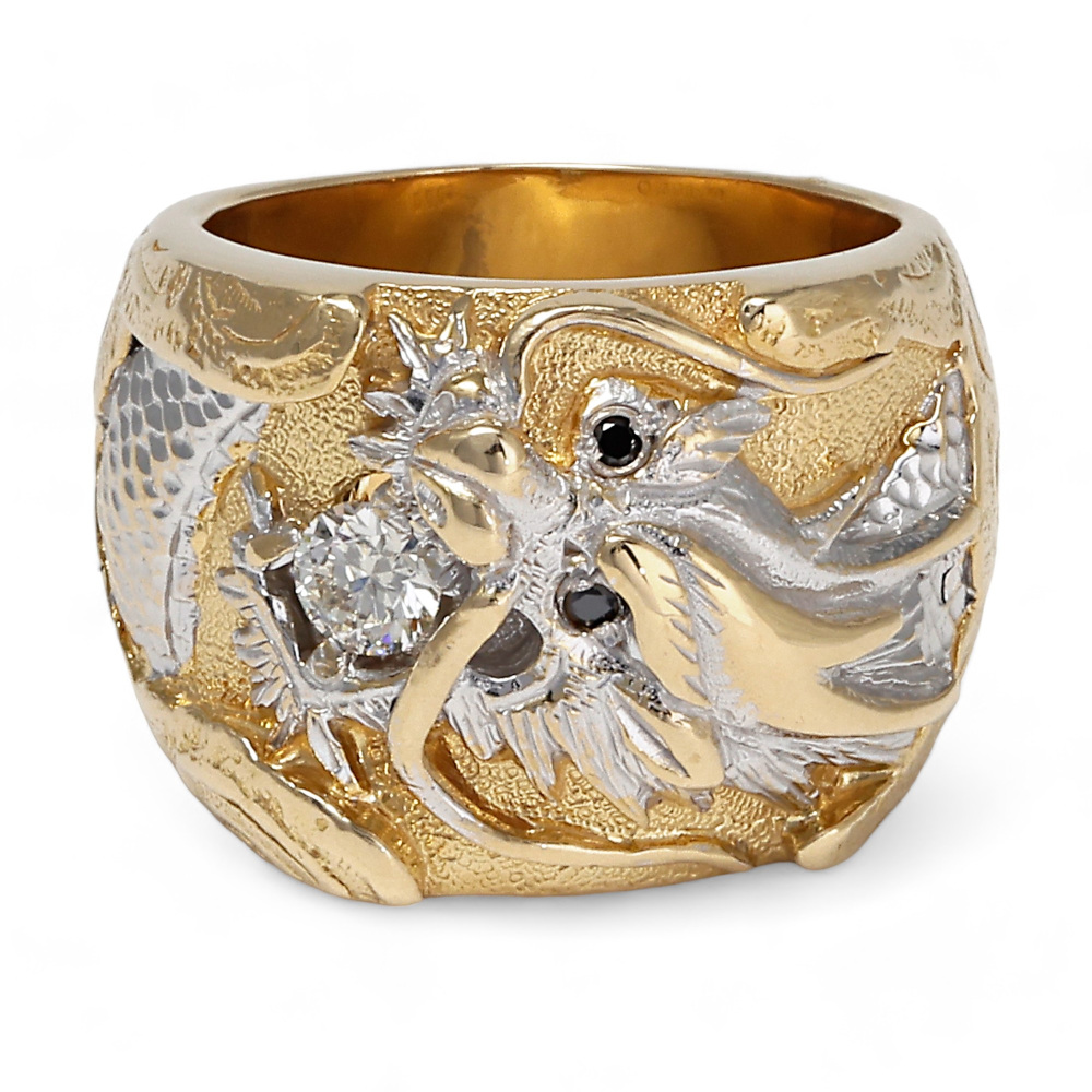 K18イエローゴールド ダイヤモンド ブラックダイヤ リング J387053