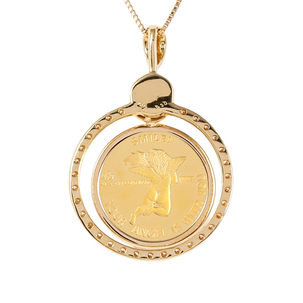 K18 ネックレス K24イエローゴールド K18イエローゴールド ダイヤモンド コイン