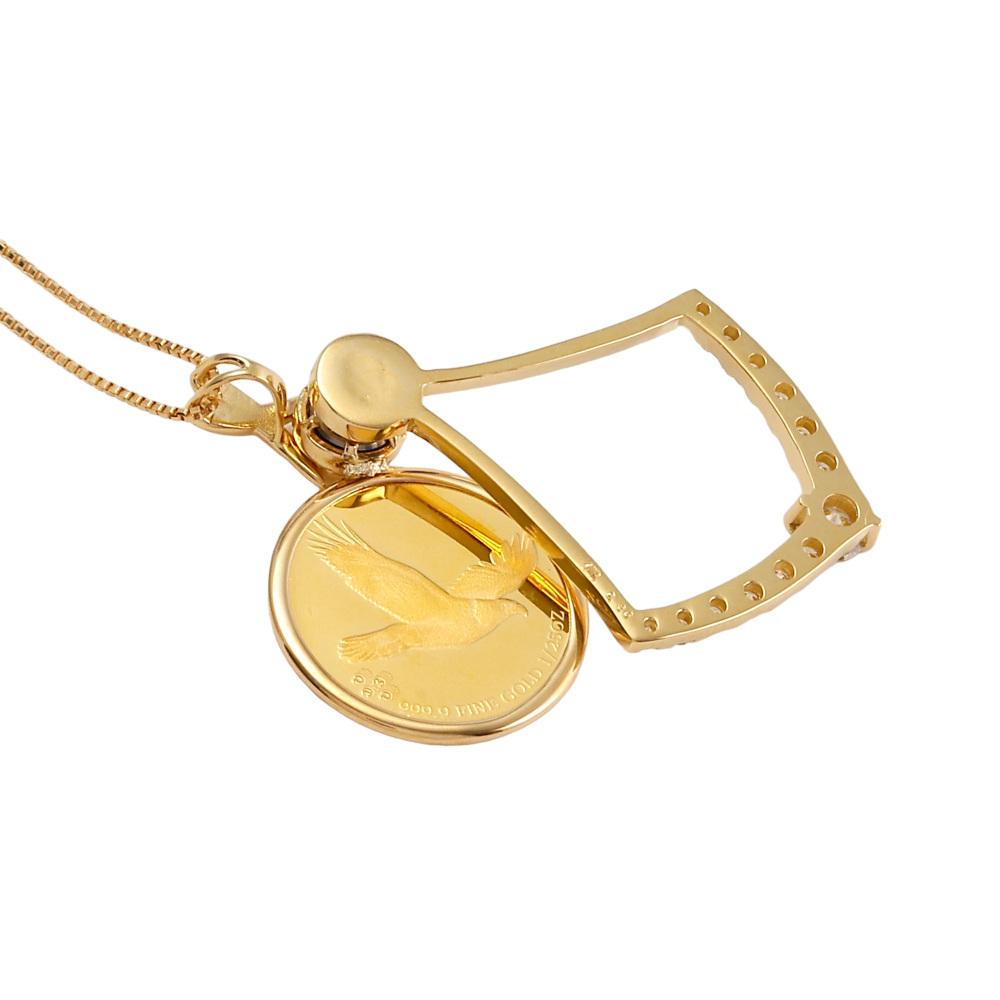 K24イエローゴールド K18イエローゴールド ダイヤモンド コイン ネックレス J387309 | ユキザキセレクトジュエリー