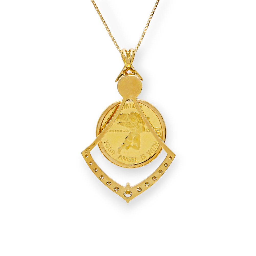 K24 黄金K18 黄金钻石钱币项链J387332 | 柚木﨑精选珠宝