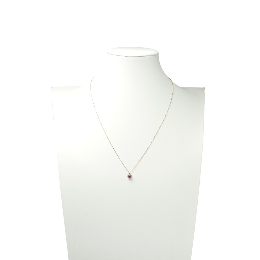 K18ピンクゴールド ピンクトルマリン ダイヤモンド ネックレス J388776
