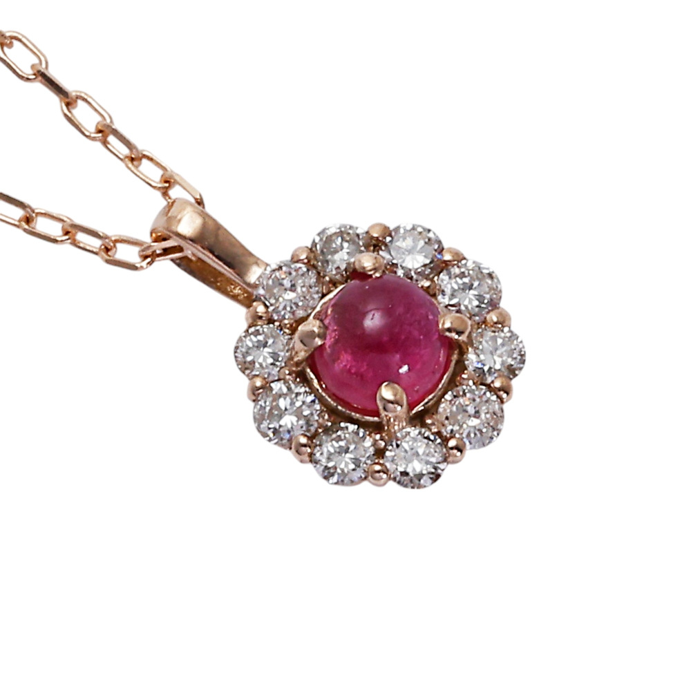 K18ピンクゴールド ピンクトルマリン ダイヤモンド ネックレス J388776