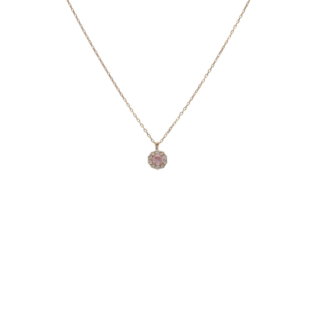 K18ピンクゴールド パパラチヤサファイア ダイヤモンド ネックレス