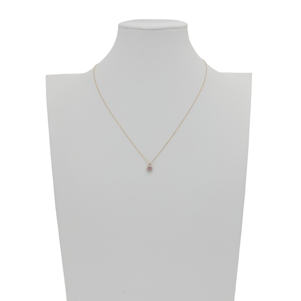 K18ピンクゴールド パパラチヤサファイア ダイヤモンド ネックレス