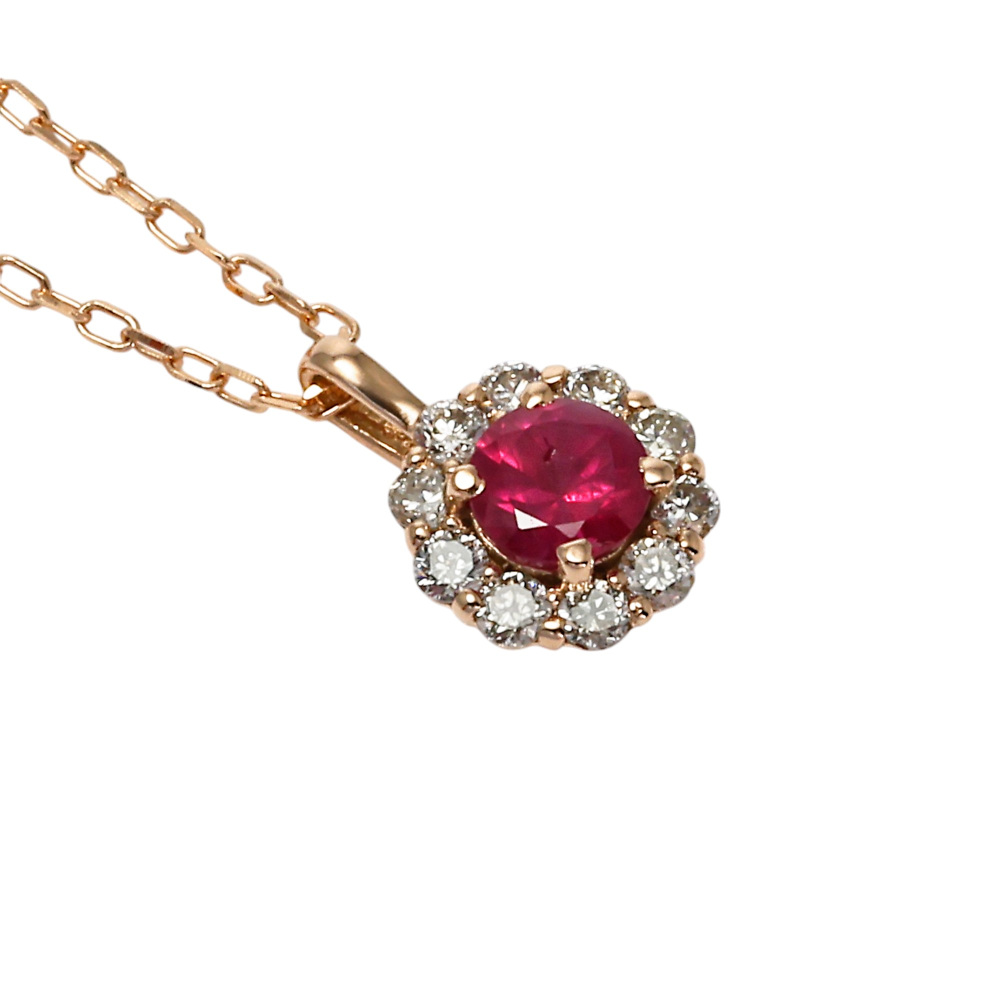 K18ピンクゴールド ルビー ダイヤモンド ネックレス J388801 | ユキ