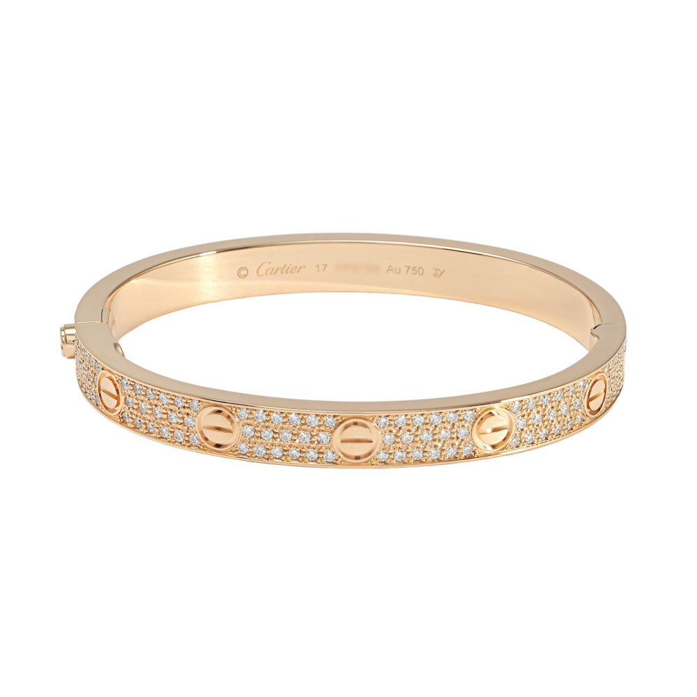 洗練ジュエリー【Cartier】LOVE ブレスレット セミパヴェ YG LOVE ブレスレット