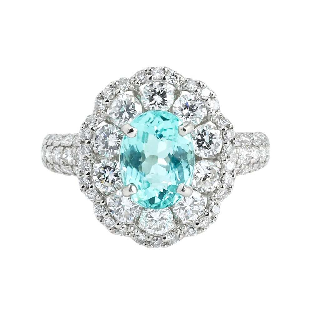 プラチナ950 パライバトルマリン ダイヤモンド リング J390534 | ユキ