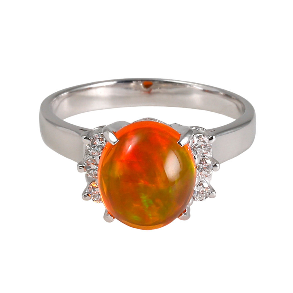 K18☆ホワイトオパールリング ホワイトオパール K18 オーバルカット