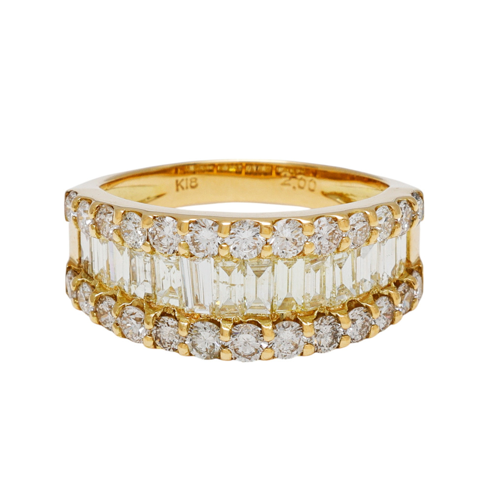 K18イエローゴールド ダイヤモンド バゲット リング J396888 | ユキ