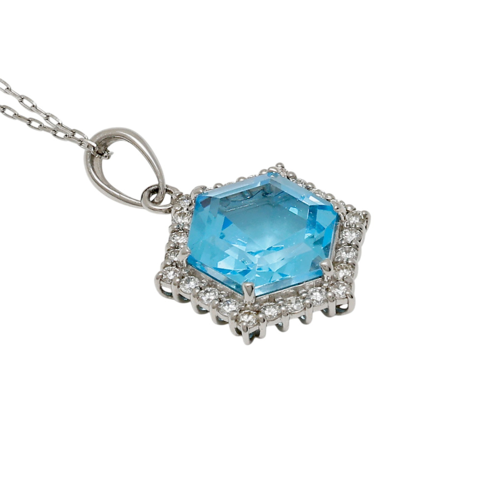 プラチナ950 プラチナ850 ブルートパーズ ダイヤモンド ネックレス