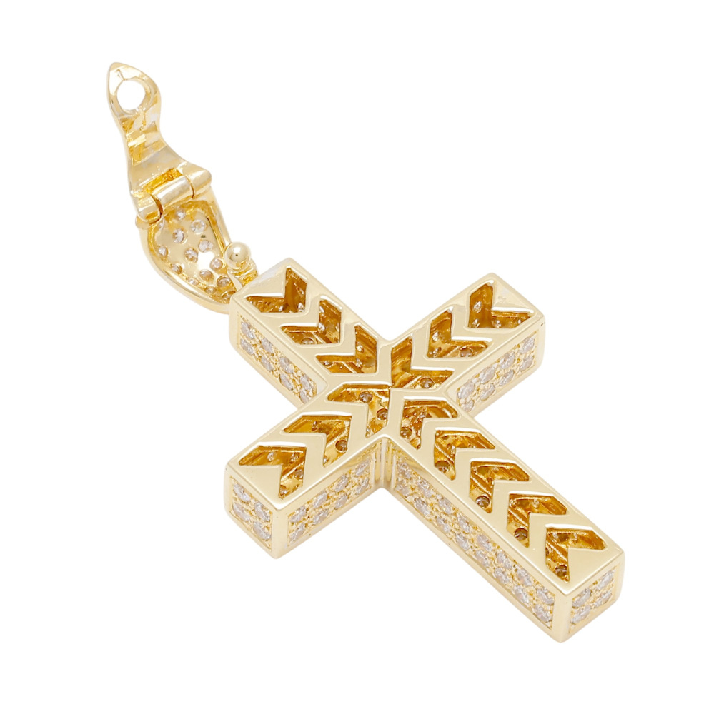 K18イエローゴールド ダイヤモンド クロス ネックレス J405510 | ユキ