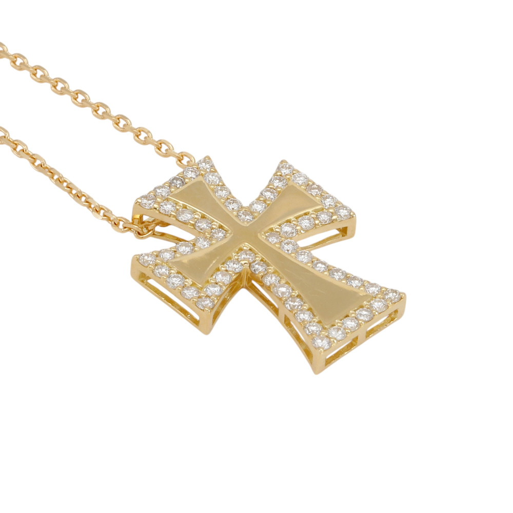 K18イエローゴールド ダイヤモンド クロス ネックレス J405547 | ユキ