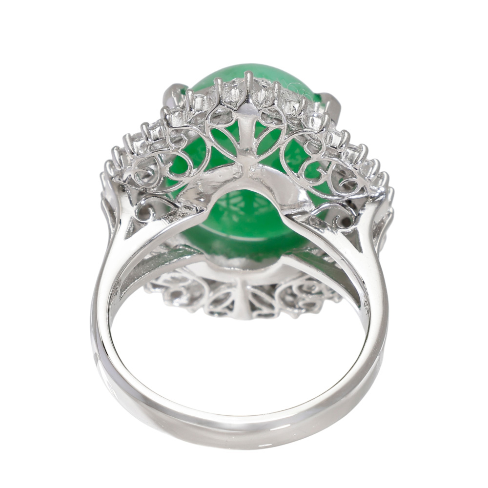 プラチナ900 ヒスイ ダイヤモンド リング J410246 | ユキザキセレクト