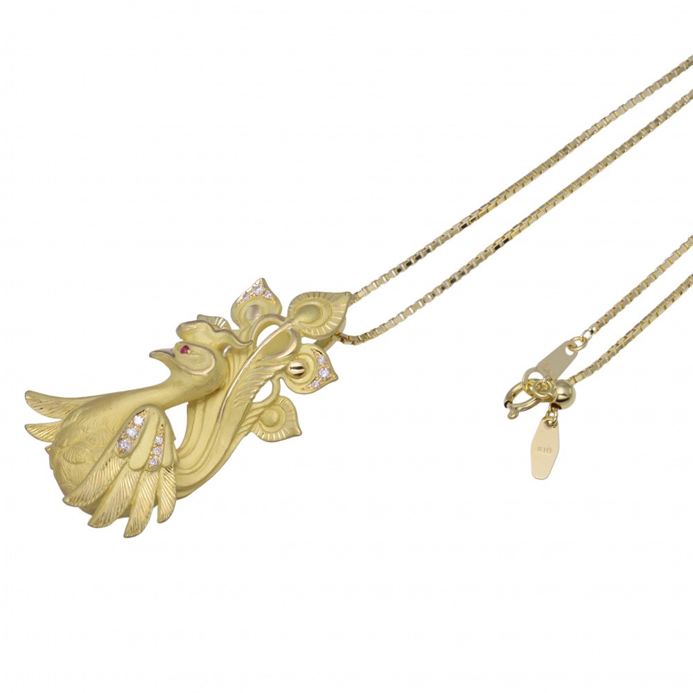 18K ゴールド ルビー ネックレス K18イエローゴールド ルビー ダイヤモンド ネックレス J410361 | ユキ