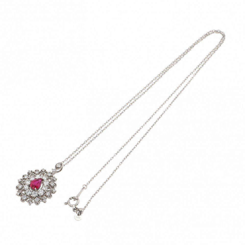 プラチナ ダイアモンド ネックレス プラチナ850 ルビー ダイヤモンド ネックレス J410362 | ユキザキ