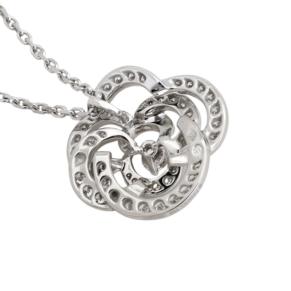 中古] シャネル カメリア 1Pダイヤ パヴェダイヤ ペンダントネックレス