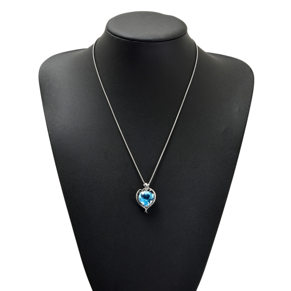 Platinum 900 and Platinum 850 Blue Topaz and Diamond Necklace