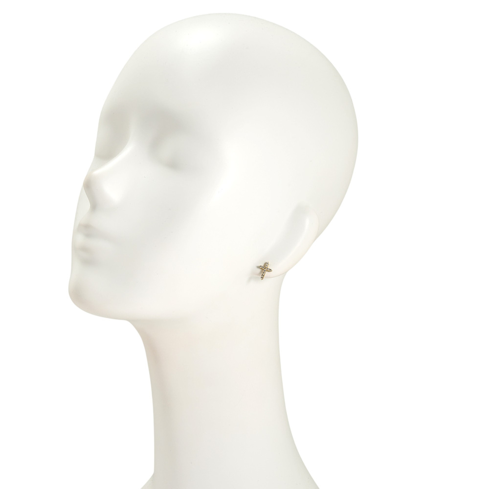 K18イエローゴールド ダイヤモンド クロス ピアス J418544 | ユキザキ