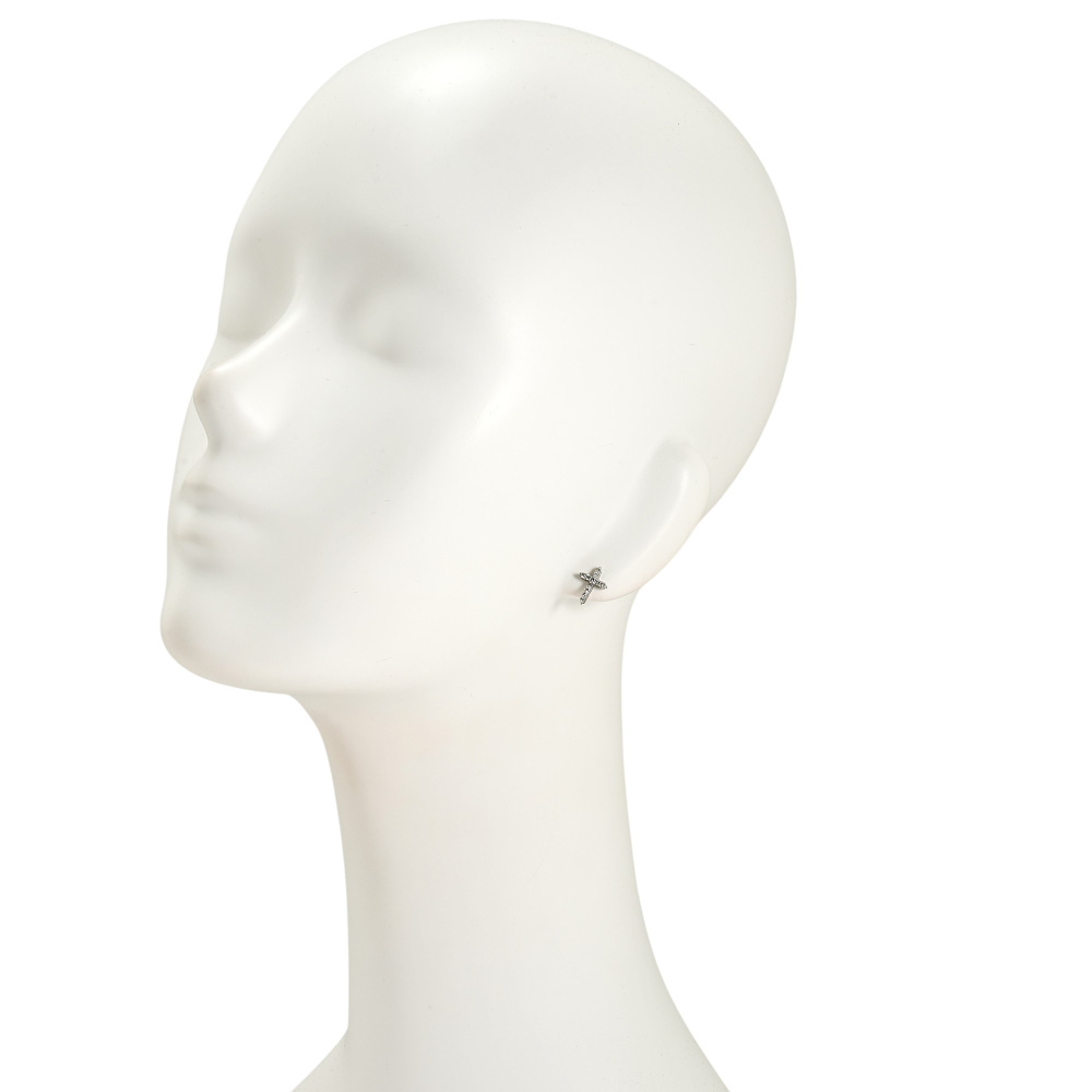 プラチナ900 ダイヤモンド クロス ピアス J418545 | ユキザキセレクト