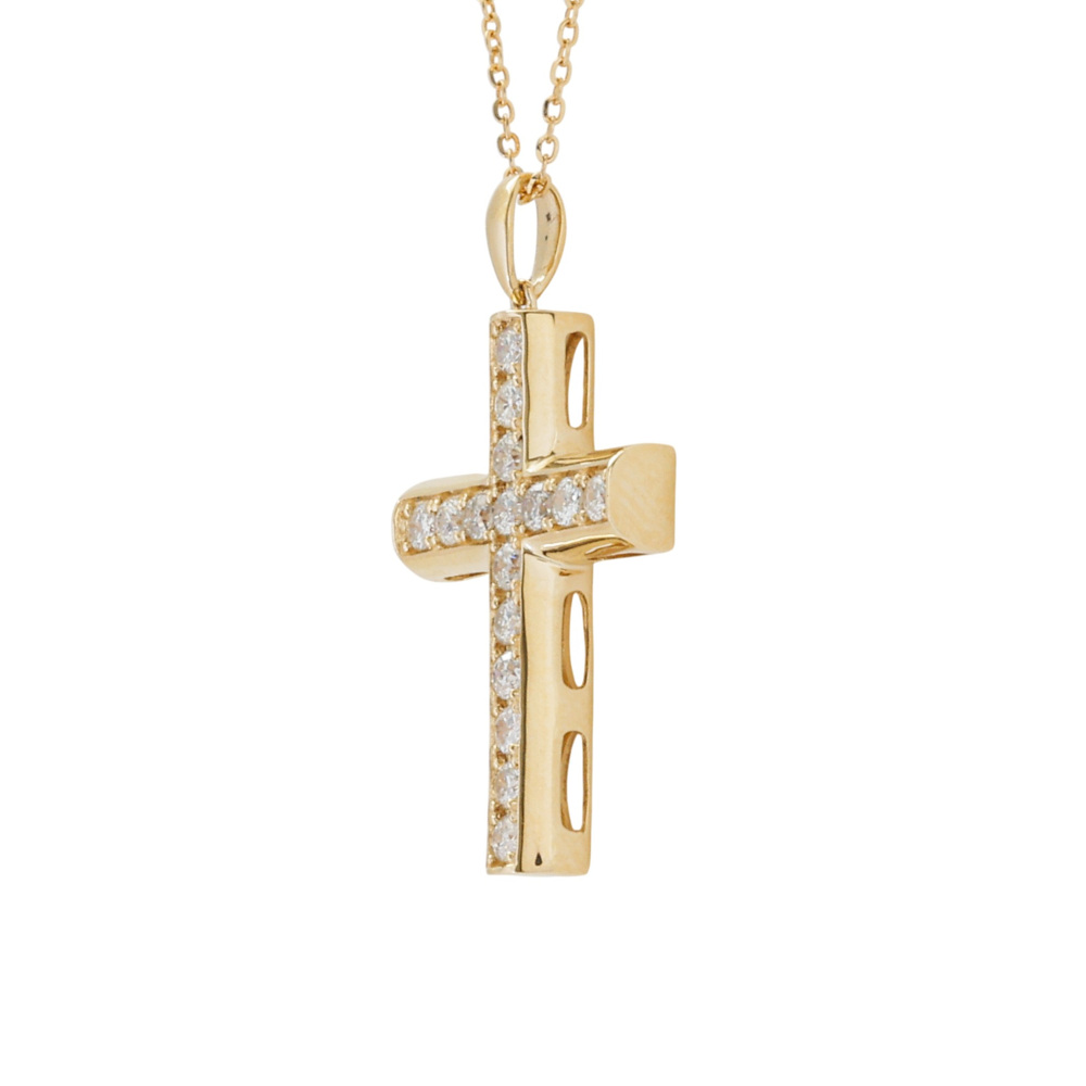 K18イエローゴールド ダイヤモンド クロス ネックレス J422656 | ユキ