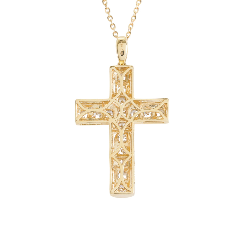 K18イエローゴールド ダイヤモンド クロス ネックレス J422656 | ユキ