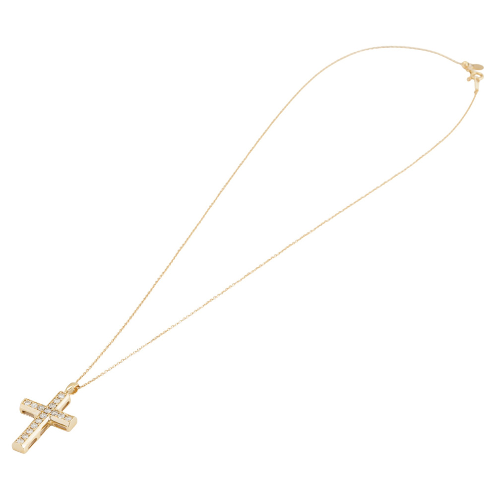 K18イエローゴールド ダイヤモンド クロス ネックレス J422656 | ユキ