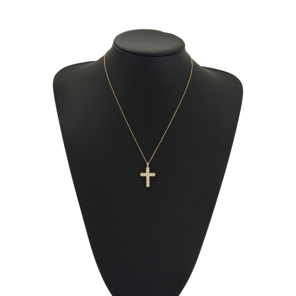 K18イエローゴールド ダイヤモンド クロス ネックレス J422656 | ユキ
