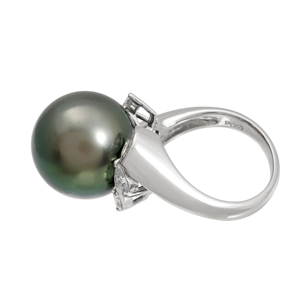 パール・ダイヤモンドリング プラチナ950 黒蝶パール ダイヤモンド パール リング J422849 | ユキ