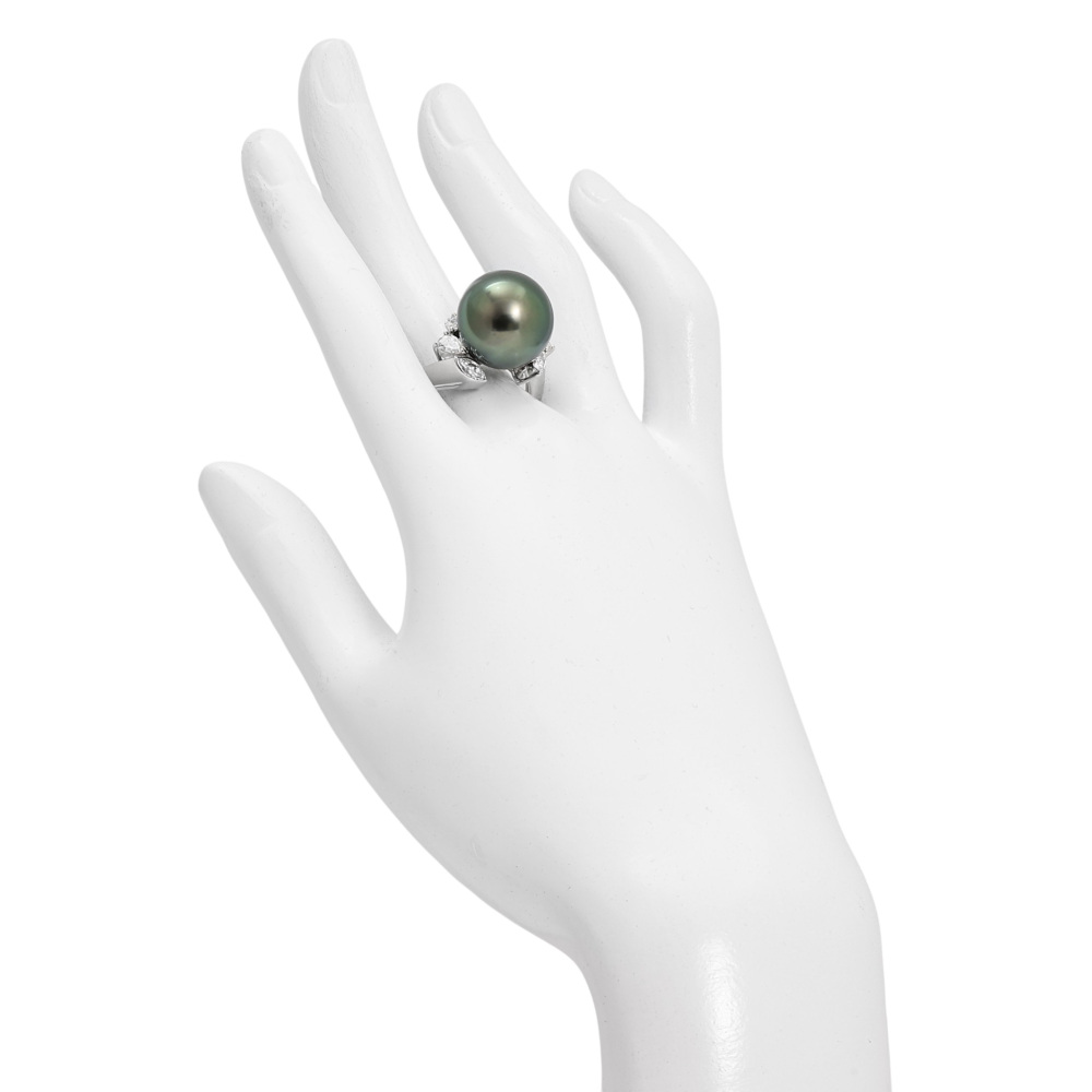 プラチナ950 黒蝶パール ダイヤモンド パール リング J422849 | ユキ