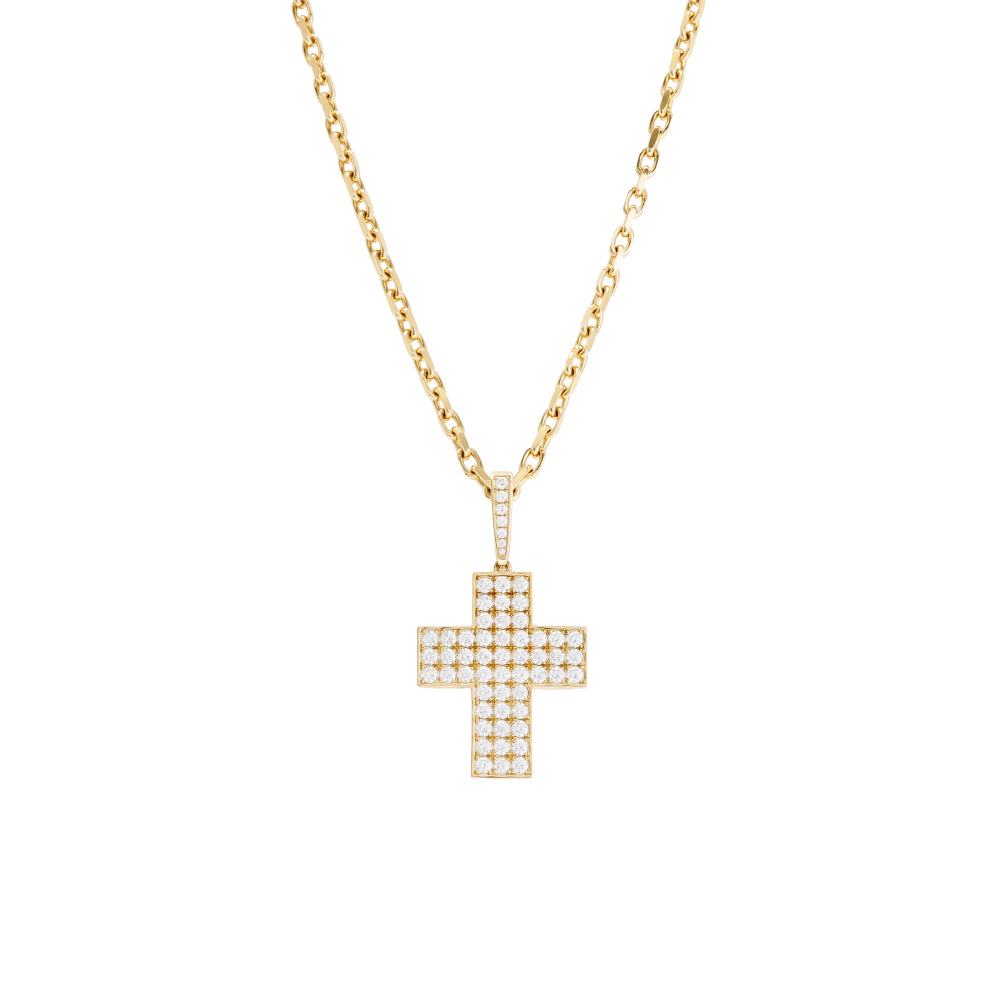 K18イエローゴールド ダイヤモンド クロス ネックレス J427120 | ユキ