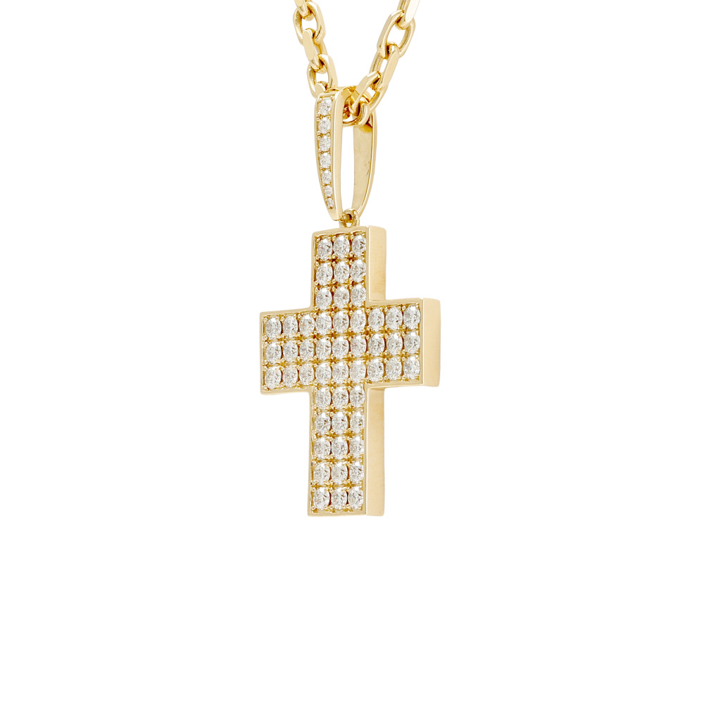 K18イエローゴールド ダイヤモンド クロス ネックレス J427120 | ユキ