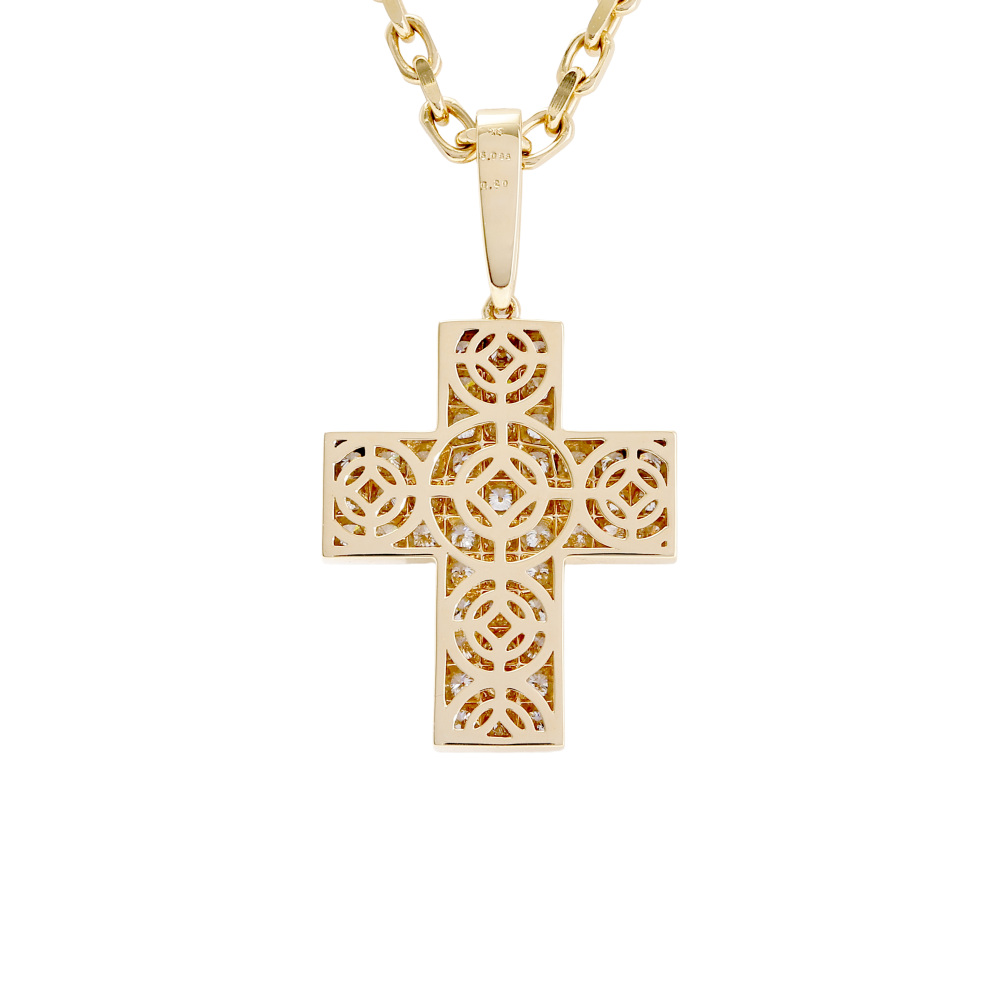 K18イエローゴールド ダイヤモンド クロス ネックレス J427120 | ユキ