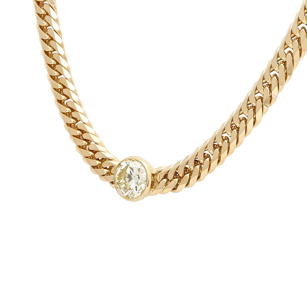 K18イエローゴールド ダイヤモンド 喜平 ネックレス ダブル6面 約50cm