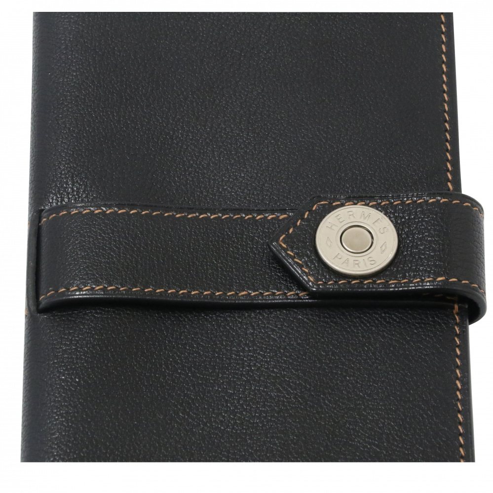 中古] エルメス 財布 ブラック シルバー金具 レディース 財布 R008059