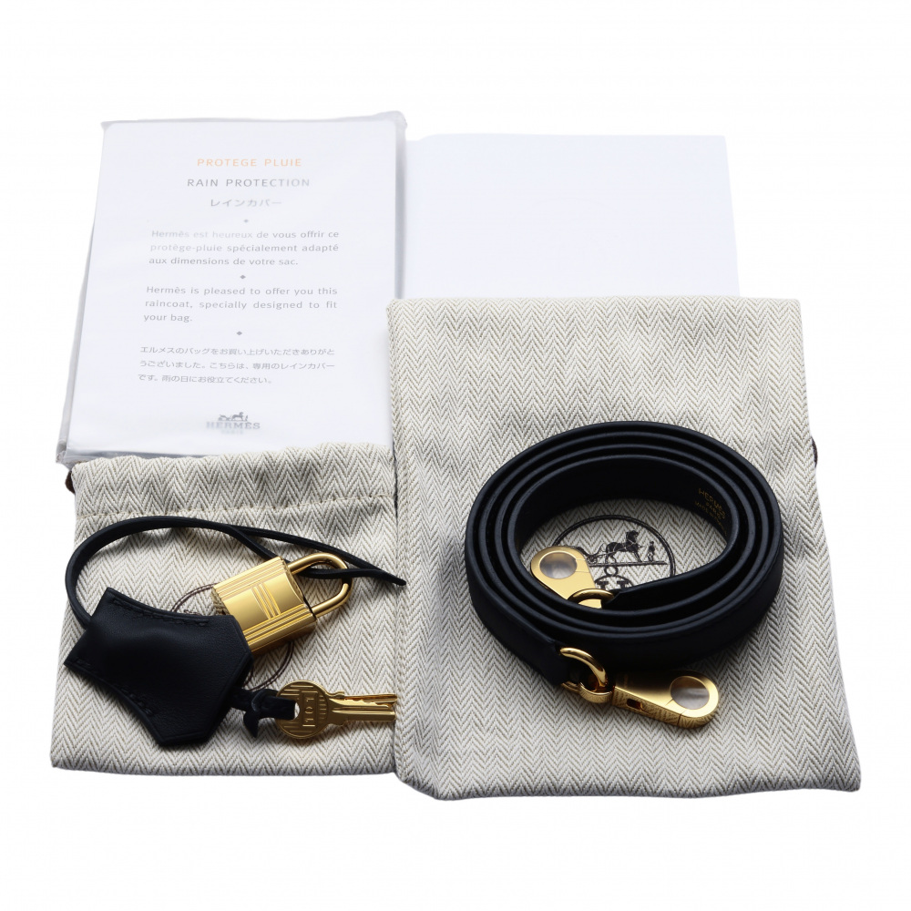 中古] エルメス ケリー25 スイフト ノワール イエローゴールド金具 U