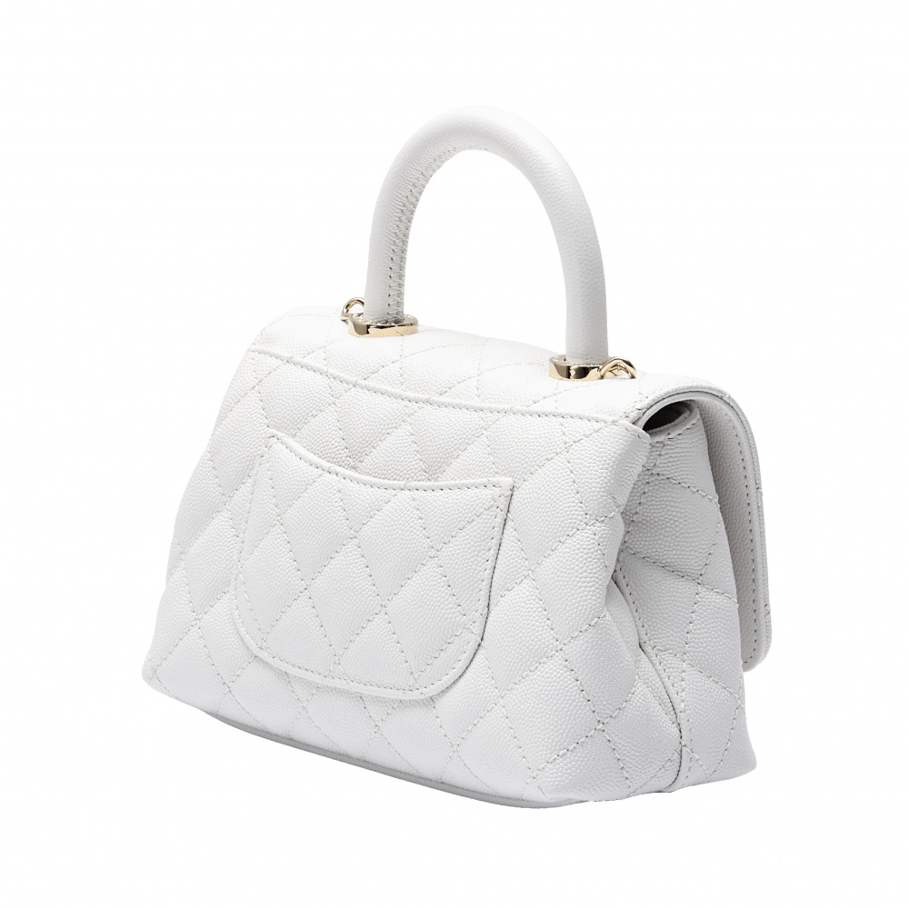 ROCIO ココハンドバッグホワイト 未使用] シャネル ココハンドル XXS ホワイト イエローゴールド金具