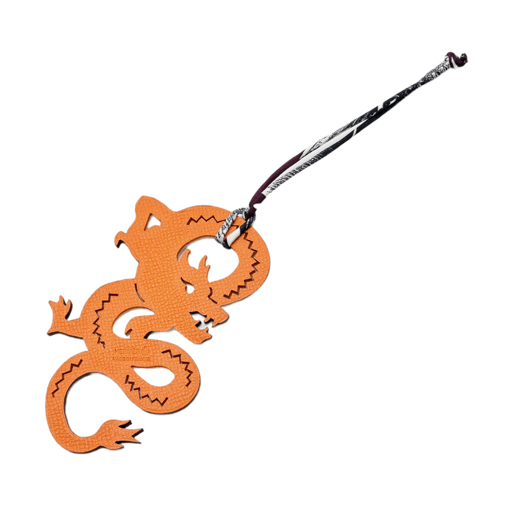 未使用] エルメス プティアッシュ チャーム レザー オレンジxピンク