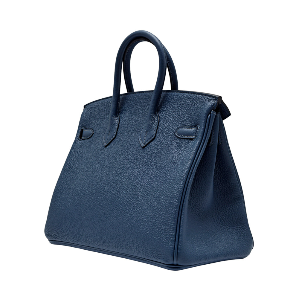 キキ　美品HERMES ネイビーフリース エルメス バーキン25cm ボックスカーフ ブルードプリュス/G金具