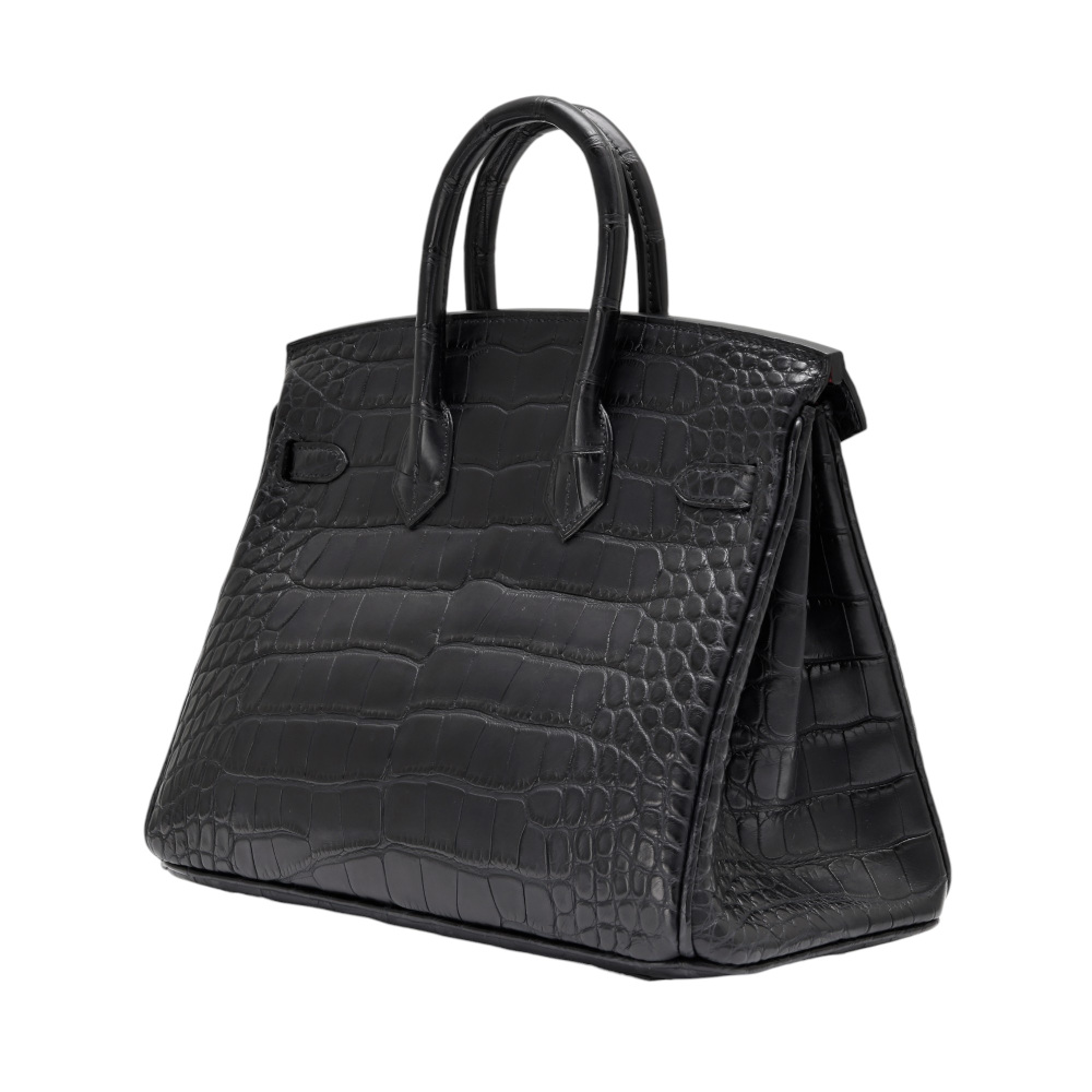 未使用] エルメス バーキン25 アリゲーター ブラック シルバー金具 W