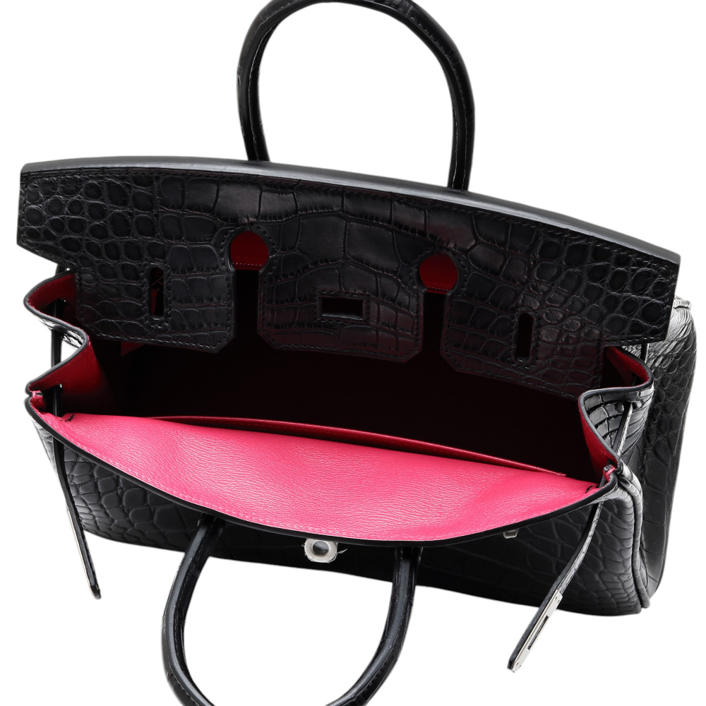 未使用] エルメス バーキン25 アリゲーター ブラック シルバー