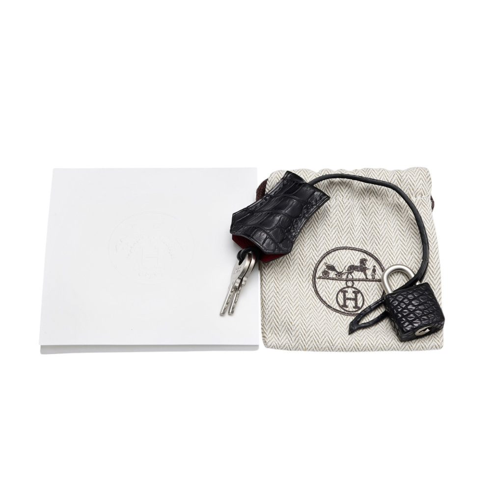 未使用] エルメス バーキン25 アリゲーター ブラック シルバー金具 W