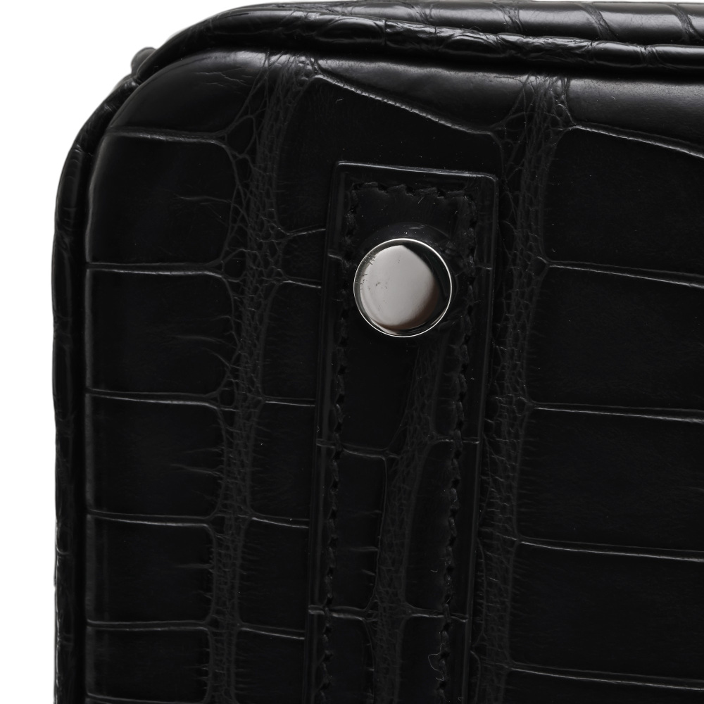 中古] エルメス バーキン25 クロコダイル ブラック シルバー金具 B刻印