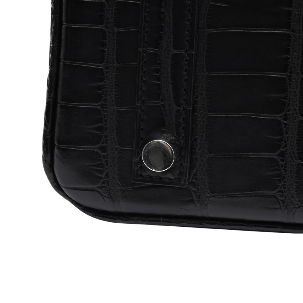 中古] エルメス バーキン25 クロコダイル ブラック シルバー金具 B刻印