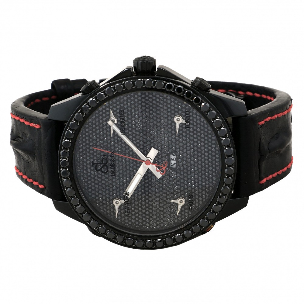 USED] JACOB&CO Five Time Zone Bezel black diamond JC130D W199404