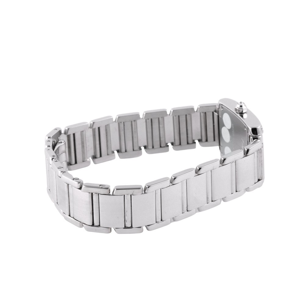 CARTIER カルティエ WE1002S3 タンクフランセーズSM 純正ダイヤモンドベゼル 腕時計 K18WG 革 レディース [中古] Cartier（カルティエ） WE1002S3 タンクフランセーズSM 純正
