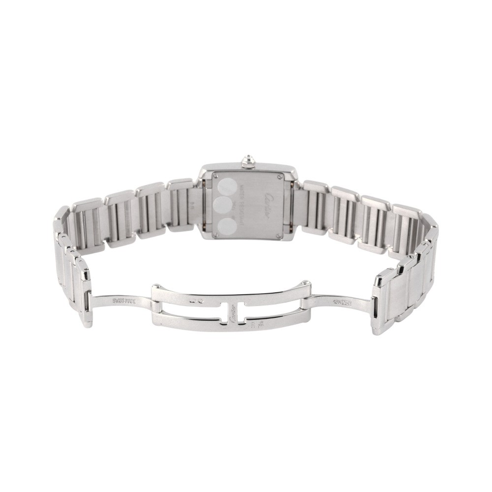 CARTIER カルティエ WE1002S3 タンクフランセーズSM 純正ダイヤモンドベゼル 腕時計 K18WG 革 レディース [中古] Cartier（カルティエ） WE1002S3 タンクフランセーズSM 純正