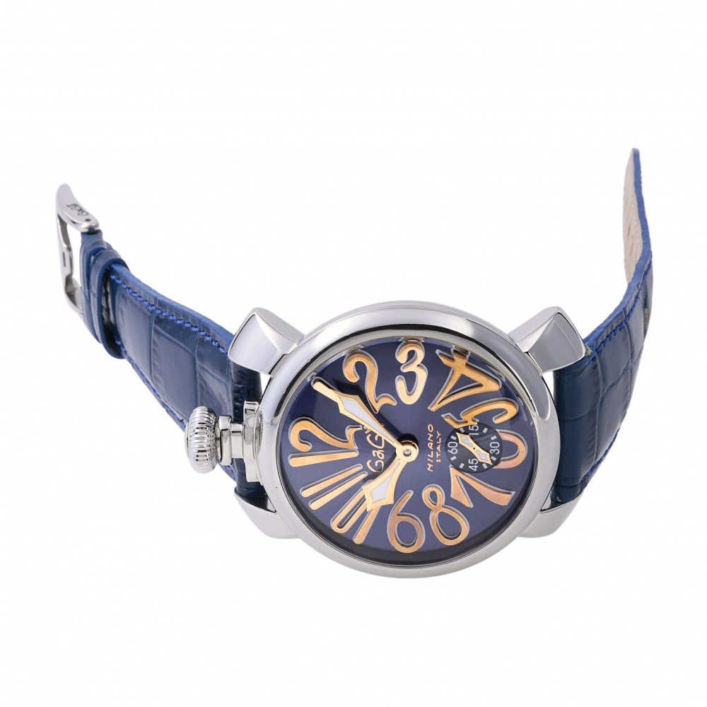 ガガミラノ マヌアーレ48MM 5010.05S 手巻き 腕時計 SS ネイビー 紺 