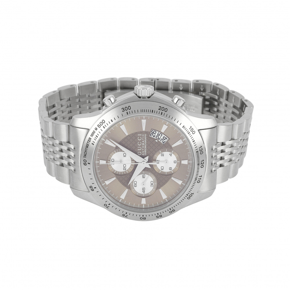 新品] グッチ Gタイムレス YA126213ブラウン ステンレス クロノグラフ