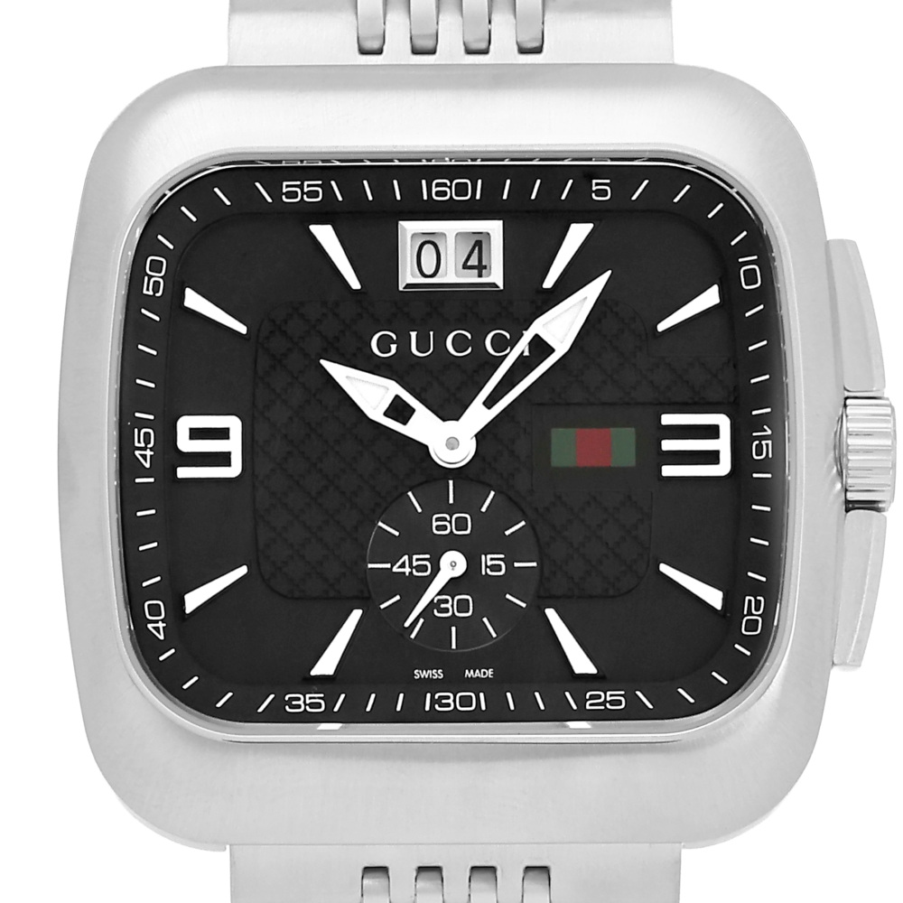 新品] グッチ クーペ YA131305ブラック ステンレス スモールセコンド