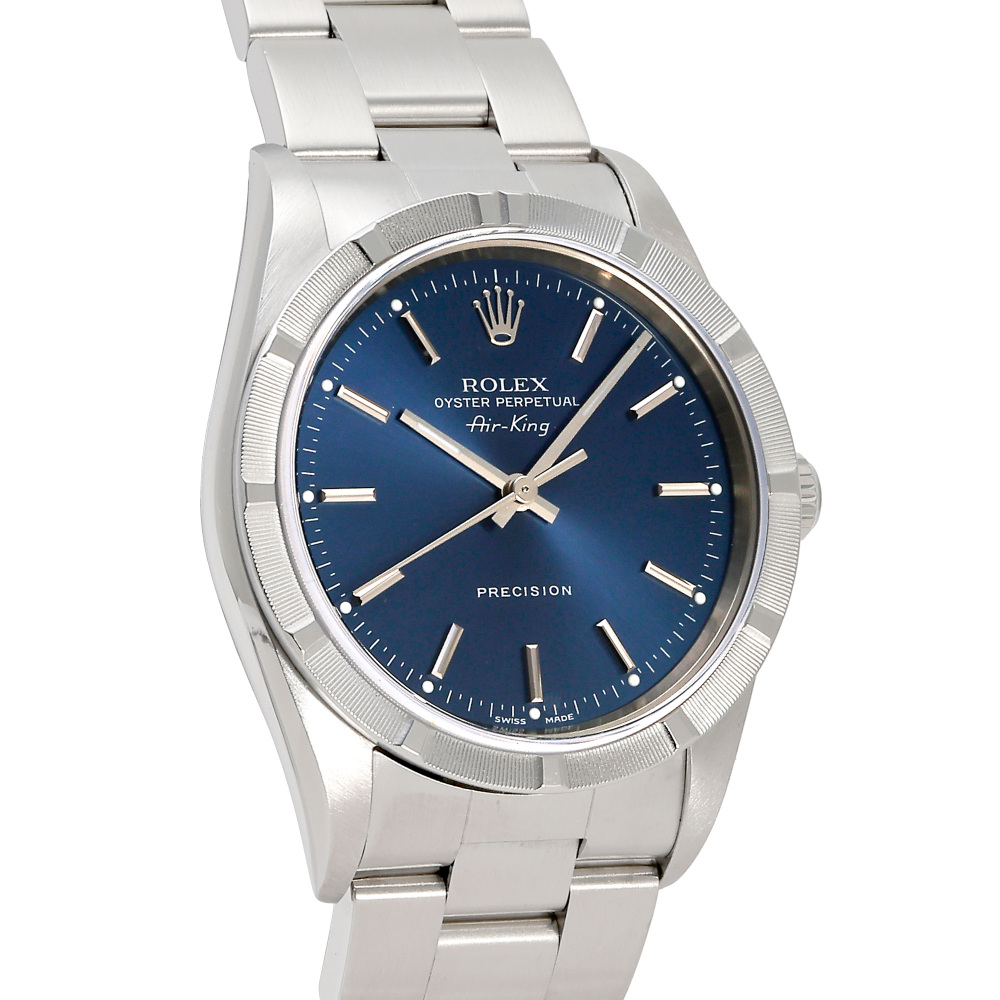 ロレックス エアキング 14010M.BLBOブルー/バー オイスター ステンレス